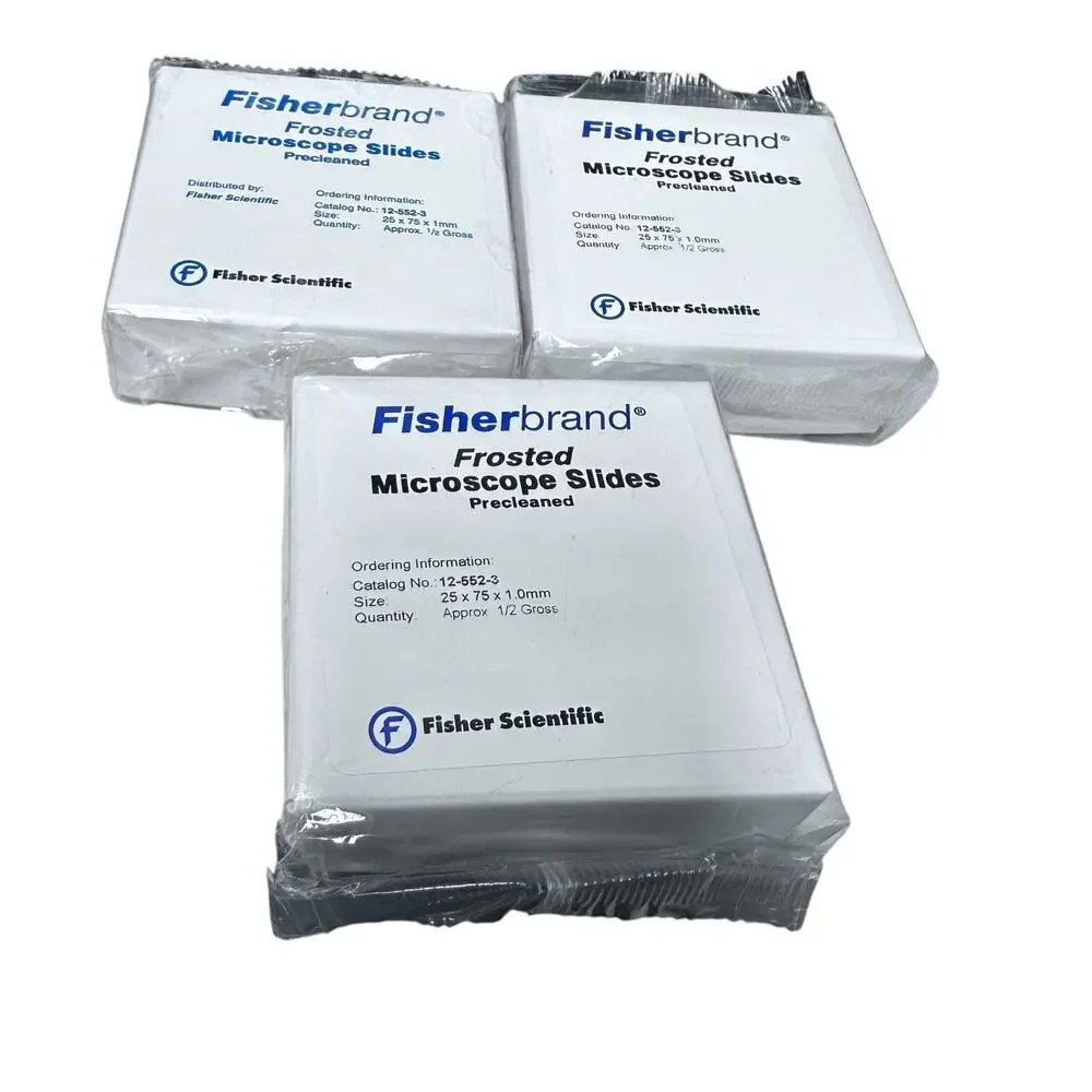 Lot of 3 Fisher Brand 12-552-3 Frosted Microscope Slides 1/2 Gross